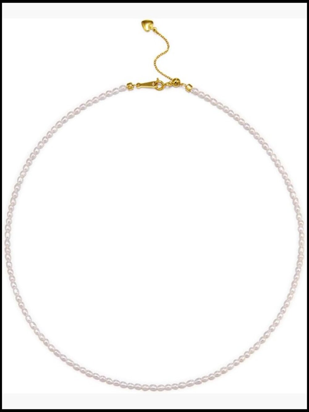 Tiny Freshwater Pearl Choker Necklace 18K Gold Plated Adjustable Strand